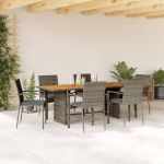 Set mobilier de grădină cu perne, 7 piese, gri, poliratan GartenMobel Dekor