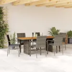 Set mobilier de grădină cu perne, 7 piese, gri, poliratan GartenMobel Dekor