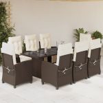 Set mobilier de grădină cu perne, 9 piese, maro, poliratan GartenMobel Dekor