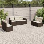 Set canapele de grădină cu perne, 7 piese, maro, poliratan GartenMobel Dekor