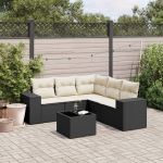 Set mobilier de grădină cu perne, 6 piese, negru, poliratan GartenMobel Dekor