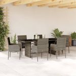 Set mobilier de grădină cu perne, 7 piese, gri, poliratan GartenMobel Dekor