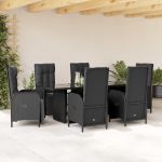 Set mobilier de grădină cu perne, 7 piese, negru, poliratan GartenMobel Dekor