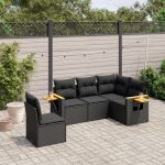 Set mobilier de grădină cu perne, 5 piese, negru, poliratan GartenMobel Dekor