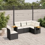 Set mobilier de grădină cu perne, 5 piese, negru, poliratan GartenMobel Dekor