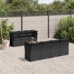 Set mobilier de grădină cu perne, 6 piese, negru, poliratan GartenMobel Dekor