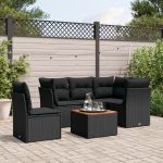 Set mobilier de grădină cu perne, 6 piese, negru, poliratan GartenMobel Dekor