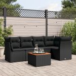 Set mobilier de grădină cu perne, 6 piese, negru, poliratan GartenMobel Dekor