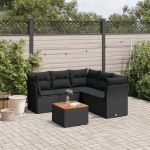 Set mobilier de grădină cu perne, 6 piese, negru, poliratan GartenMobel Dekor