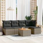 Set mobilier grădină cu perne, 6 piese, gri, poliratan GartenMobel Dekor