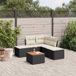 Set mobilier de grădină cu perne, 6 piese, negru, poliratan GartenMobel Dekor