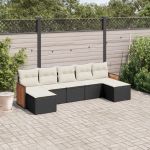 Set canapele de grădină cu perne, 7 piese, negru, poliratan GartenMobel Dekor