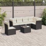 Set canapele de grădină cu perne, 7 piese, negru, poliratan GartenMobel Dekor