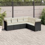 Set mobilier de grădină cu perne, 6 piese, negru, poliratan GartenMobel Dekor