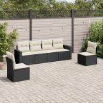 Set mobilier de grădină cu perne, 6 piese, negru, poliratan GartenMobel Dekor