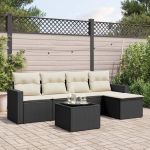 Set mobilier de grădină cu perne, 6 piese, negru, poliratan GartenMobel Dekor
