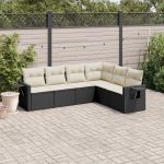 Set mobilier de grădină cu perne, 6 piese, negru, poliratan GartenMobel Dekor