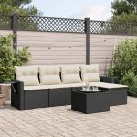 Set mobilier de grădină cu perne, 6 piese, negru, poliratan GartenMobel Dekor