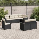 Set mobilier de grădină cu perne, 8 piese, negru, poliratan GartenMobel Dekor
