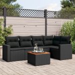 Set mobilier de grădină cu perne, 6 piese, negru, poliratan GartenMobel Dekor