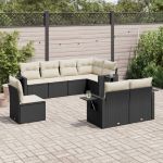 Set mobilier de grădină cu perne, 8 piese, negru, poliratan GartenMobel Dekor