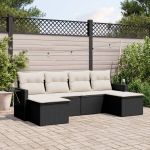 Set mobilier de grădină cu perne, 6 piese, negru, poliratan GartenMobel Dekor