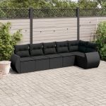 Set mobilier de grădină cu perne, 6 piese, negru, poliratan GartenMobel Dekor