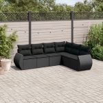 Set mobilier de grădină cu perne, 6 piese, negru, poliratan GartenMobel Dekor