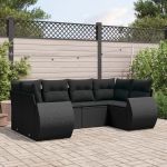 Set mobilier de grădină cu perne, 6 piese, negru, poliratan GartenMobel Dekor