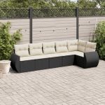 Set mobilier de grădină cu perne, 6 piese, negru, poliratan GartenMobel Dekor