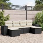 Set mobilier de grădină cu perne, 6 piese, negru, poliratan GartenMobel Dekor