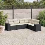Set mobilier de grădină cu perne, 6 piese, negru, poliratan GartenMobel Dekor