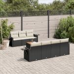 Set mobilier de grădină cu perne, 8 piese, negru, poliratan GartenMobel Dekor
