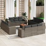 Set mobilier de grădină cu perne, 13 piese, gri, poliratan GartenMobel Dekor