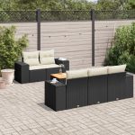 Set mobilier de grădină cu perne, 6 piese, negru, poliratan GartenMobel Dekor
