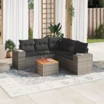 Set mobilier grădină cu perne, 6 piese, gri, poliratan GartenMobel Dekor