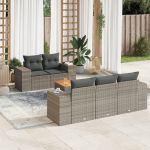 Set mobilier grădină cu perne, 6 piese, gri, poliratan GartenMobel Dekor