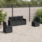 Set mobilier de grădină cu perne, 5 piese, negru, poliratan GartenMobel Dekor