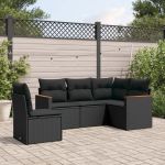 Set mobilier de grădină cu perne, 5 piese, negru, poliratan GartenMobel Dekor