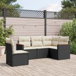 Set mobilier de grădină cu perne, 5 piese, negru, poliratan GartenMobel Dekor