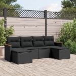 Set mobilier de grădină cu perne, 6 piese, negru, poliratan GartenMobel Dekor