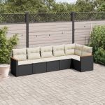Set mobilier de grădină cu perne, 6 piese, negru, poliratan GartenMobel Dekor