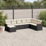 Set mobilier de grădină cu perne, 8 piese, negru, poliratan GartenMobel Dekor