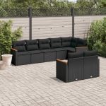 Set mobilier de grădină cu perne, 8 piese, negru, poliratan GartenMobel Dekor