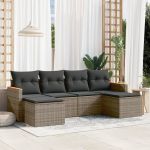 Set mobilier grădină cu perne, 6 piese, gri, poliratan GartenMobel Dekor