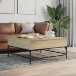 Măsuță cafea stejar sonoma 95x95x45 cm lemn prelucrat și metal GartenMobel Dekor