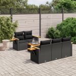 Set mobilier de grădină cu perne, 6 piese, negru, poliratan GartenMobel Dekor