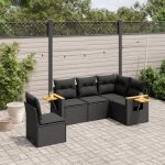 Set mobilier de grădină cu perne, 5 piese, negru, poliratan GartenMobel Dekor
