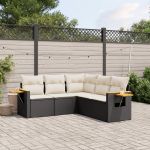 Set mobilier de grădină cu perne, 5 piese, negru, poliratan GartenMobel Dekor