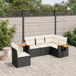 Set mobilier de grădină cu perne, 5 piese, negru, poliratan GartenMobel Dekor